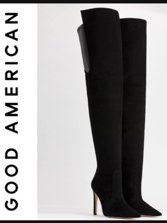 Good American Shoes - Good American 🖤 The Emma Boot | Suede Black | Size 5 | NEW